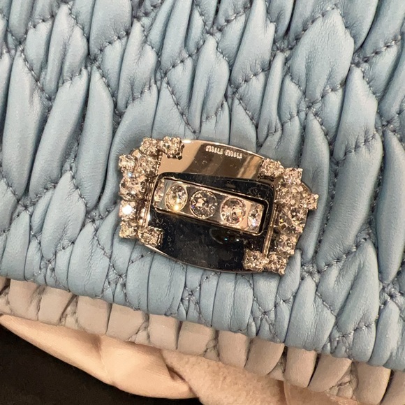 Miu Miu Quilted Blue and Gray Clutch - Picture 8 of 11